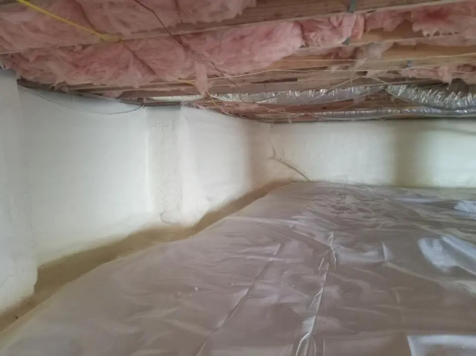 Crawl space encapsulation with closed-cell spray foam for Roof Waterproofing in Hutchins